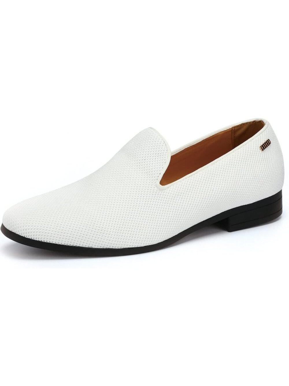 Men's White Round Toe Tuxedo Slip On Comfortable Elegant Dress Loafers